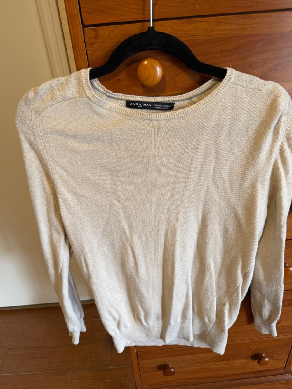 Zara Men Crewneck Sweater in Cream